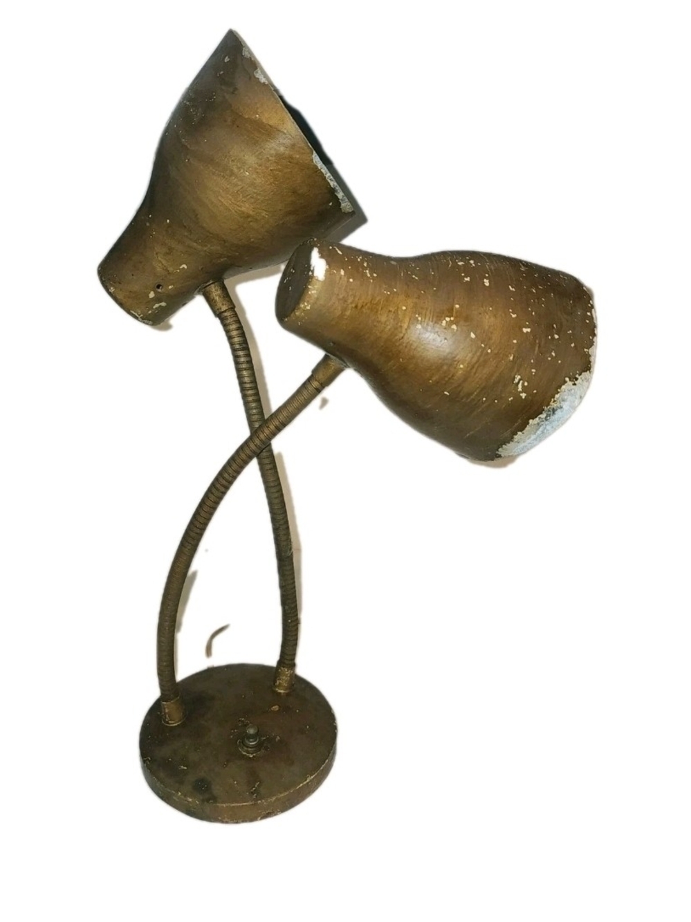 Vintage MCM Dual Double Gooseneck Flexible Cone Desk/wall Table Lamp Atomic